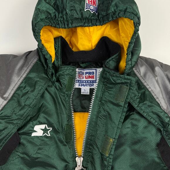 Vintage Green Bay Packers Football NFL Pro Line Starter Hooded Jacket Size Large - Picture 7 of 11